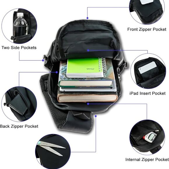 Crossbody Bag Water-Resistant Small Travel Daypack for Men Women